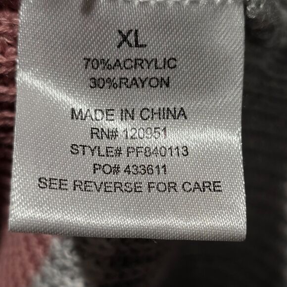 Hippie Rose Womens Gray Sweater Sz XL Pink White Striped Tie Front Y2k - Picture 5 of 7